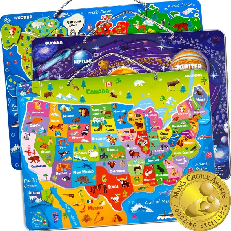 Magnetic Puzzles for Kids-Quokka (USA & World Map)