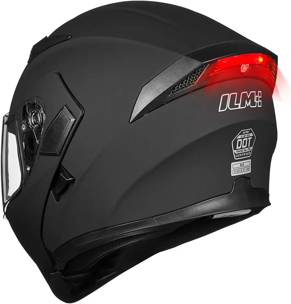 ILM Motorcycle Dual Visor Flip up Modular Full Face Helmet DOT LED Light Model 902L Medium
