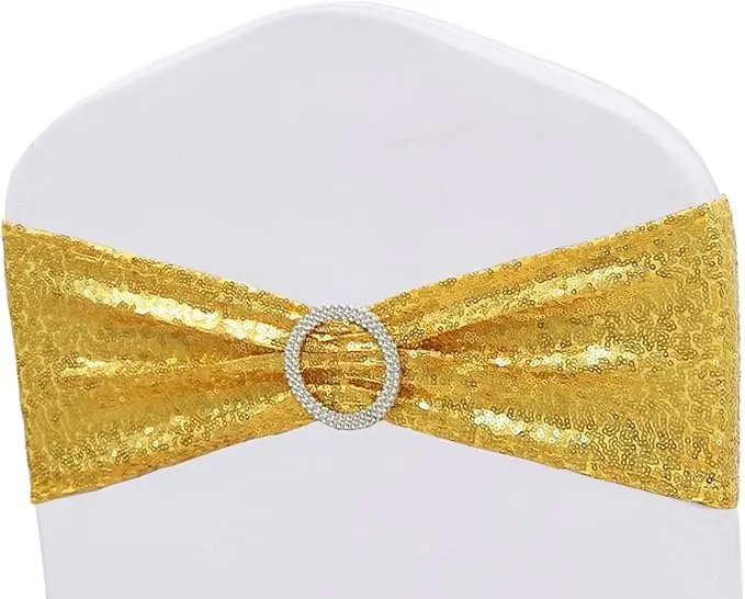 Sparkly Sequins Gold Chair Sashes 25 Pack