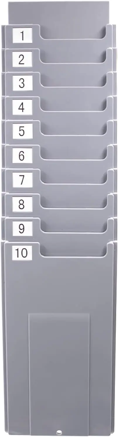 NADAMOO Time Cards Rack with 10-Pocket, Plastic Wall Mount