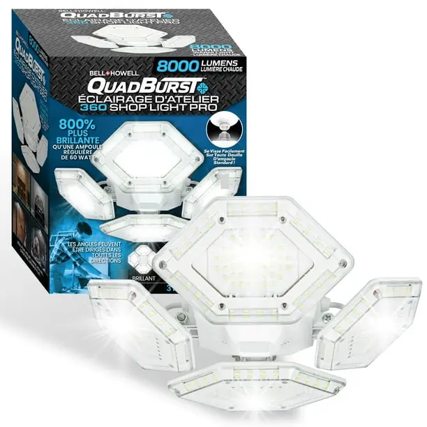 Bell + Howell Quadburst 360 Shop Light Pro, 8000 Lumens