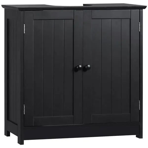 HOMCOM Under Sink Bathroom Cabinet - Pedestal Sink Vanity with 2 Doors
