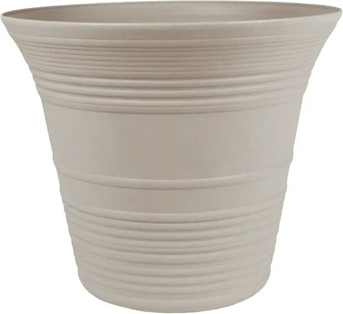 The HC Companies Sedona Round Self-Watering Pot - 16", Cottage Stone