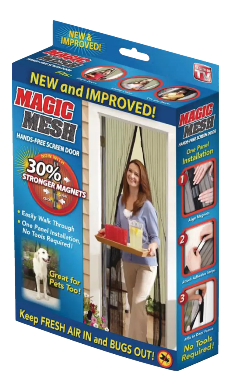 Magic Mesh Deluxe Hands-Free Magnetic Screen Door, Black