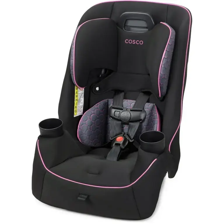 Cosco Kids Easy Elite Slim All-in-One Convertible Car Seat, Black & Pink