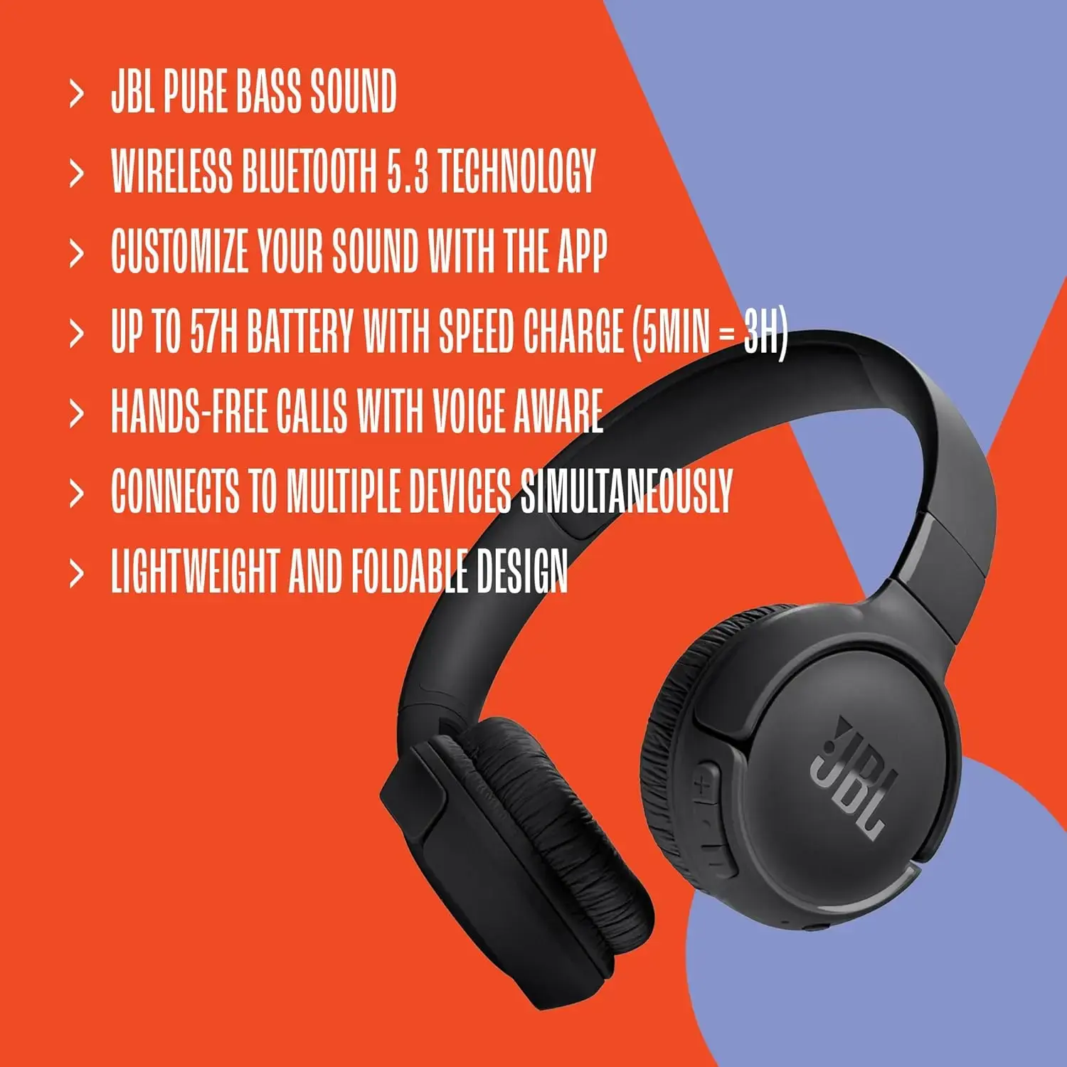 JBL Tune 520BT - Wireless On-Ear Headphones