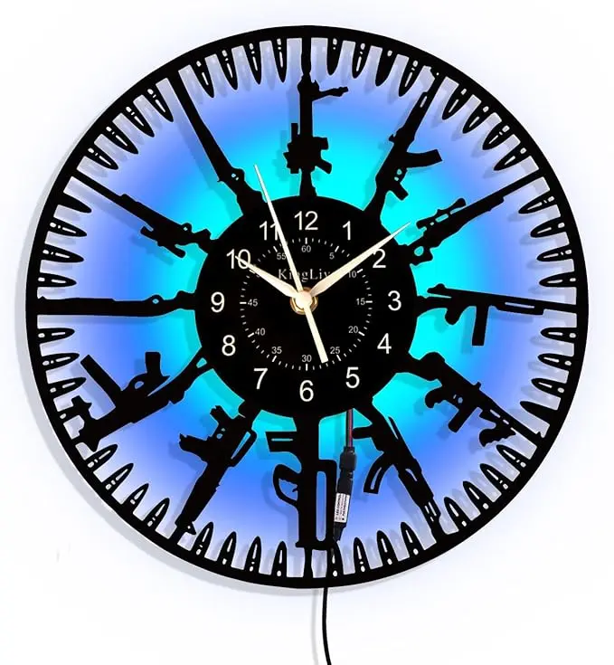 Guns LED Vinyl Record Wall Clock, 12 Inch