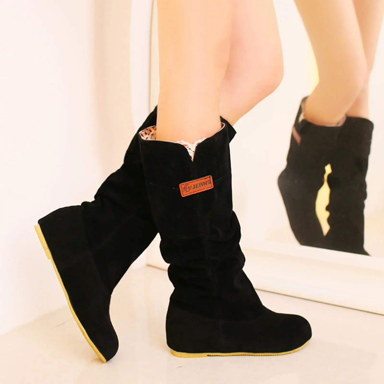 NEW JEANS Women's Mid Calf Boots (SIZE 6)