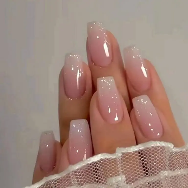 24 Pink Press on Nails Medium Square