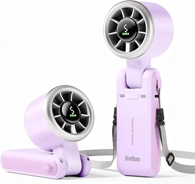 Diveblues Portable Handheld Turbo Fan, 5 Gear Wind, Rechargeable Battery