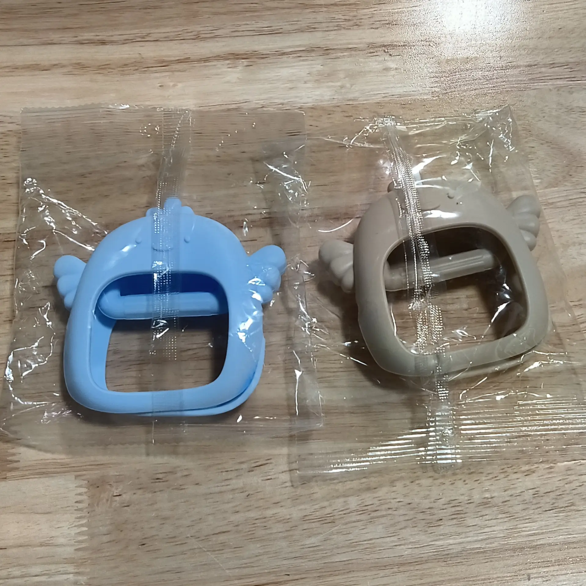 Baby Teethers Blue and Tan Birds