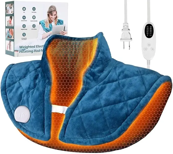 Heating Pad for Neck and Shoulders and Back, Portable Weighted Heating Pad, 5 Heat Settings, 4 Auto-Off Timers
