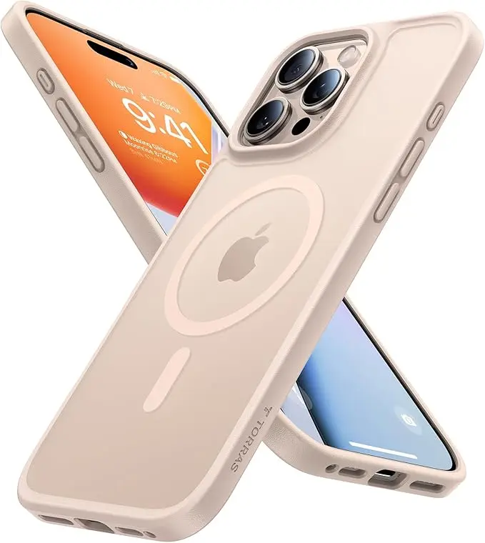TORRAS Stronger Magnetic & Shockproof for iPhone 16 Pro Case, Military Grade Drop Protection, Compatible with MagSafe, Case for iPhone 16 Pro Case Slim, Silicone Anti-Scratch, Gold