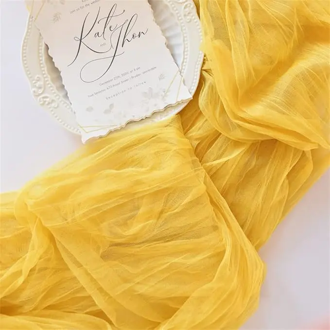 Joanlody Yellow Spring Summer Cheesecloth Table Runner 10Ft
