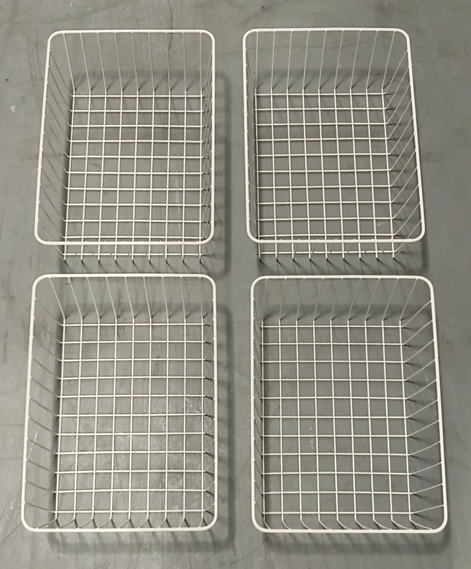 4 Pack White Wire Baskets for Organizing Office Wire Storage Basket White Metal Storage Baskets for Pantry Kitchen Bins Freezer (16"x11.5"x6")