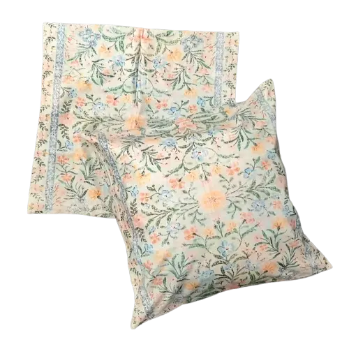 CUCUFA 2Pcs Throw Pillow Covers, 21x21 Inch Square Soft Linen Floral Pillow Covers
