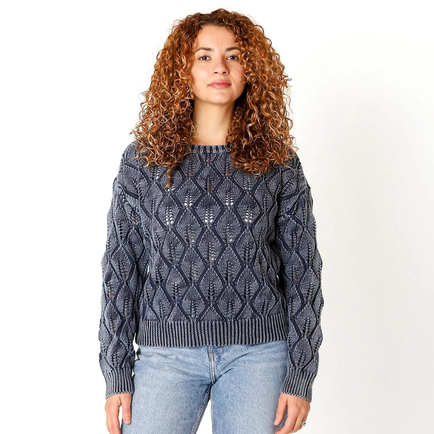 DEVOTED Pointelle Sweater with ribbed hem and cuffs (S/P)