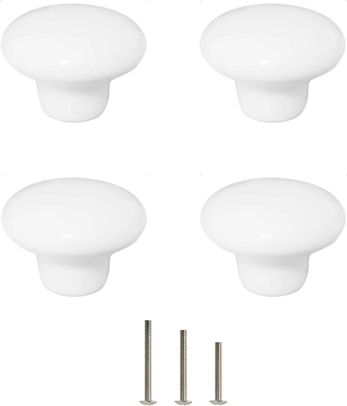 White Ceramic Knobs (4pc) with screws