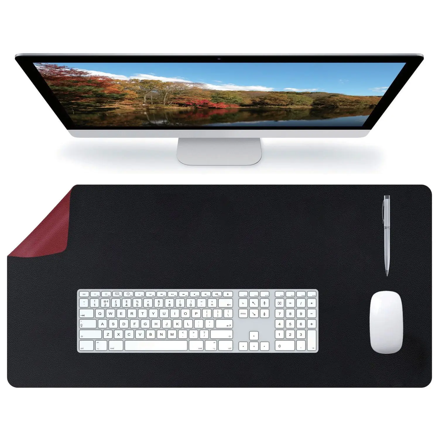 Pen+Gear DUAL-SIDED DESK MAT, 23.6*11.8*0.07inch, black/redr