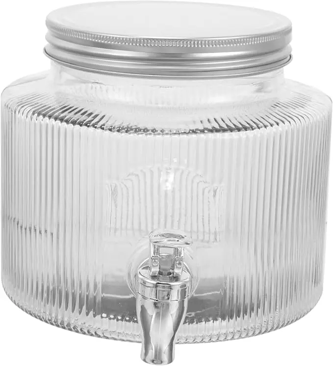DOITOOL Glass Drink Dispenser Tap Beverage Storage Jar for Fridge Lemonade Large for Parties