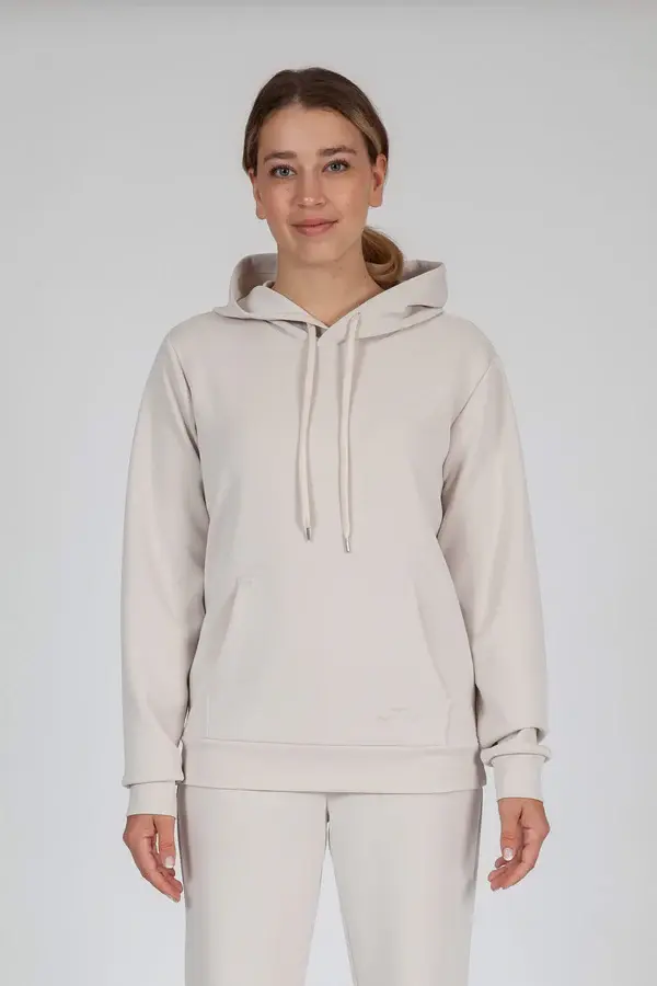LAZYPANTS  L/G Premium luxe sueded double knit hoodie in bone