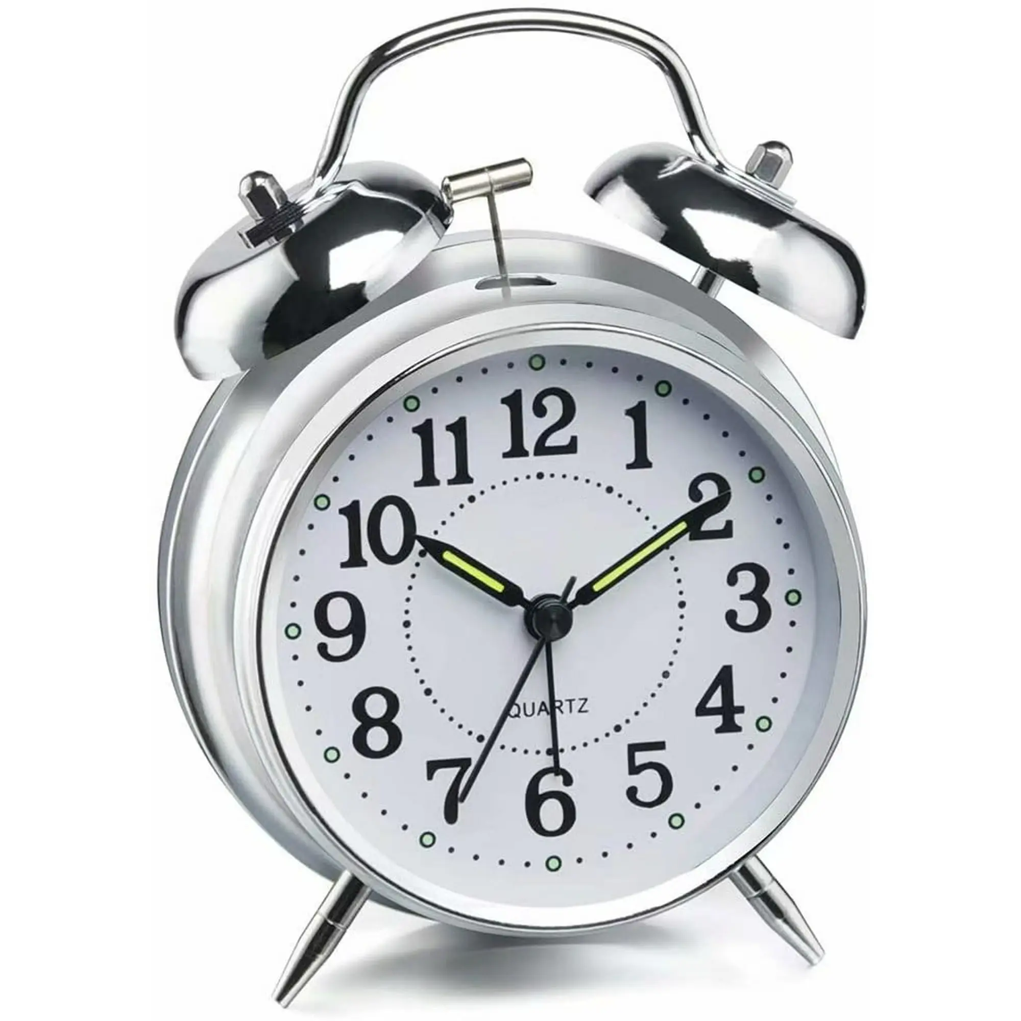 Twin Bell Alarm Clock With Night Light, Loud Alarm, Analog Alarm Clock With Large Dial Of 4 Inches