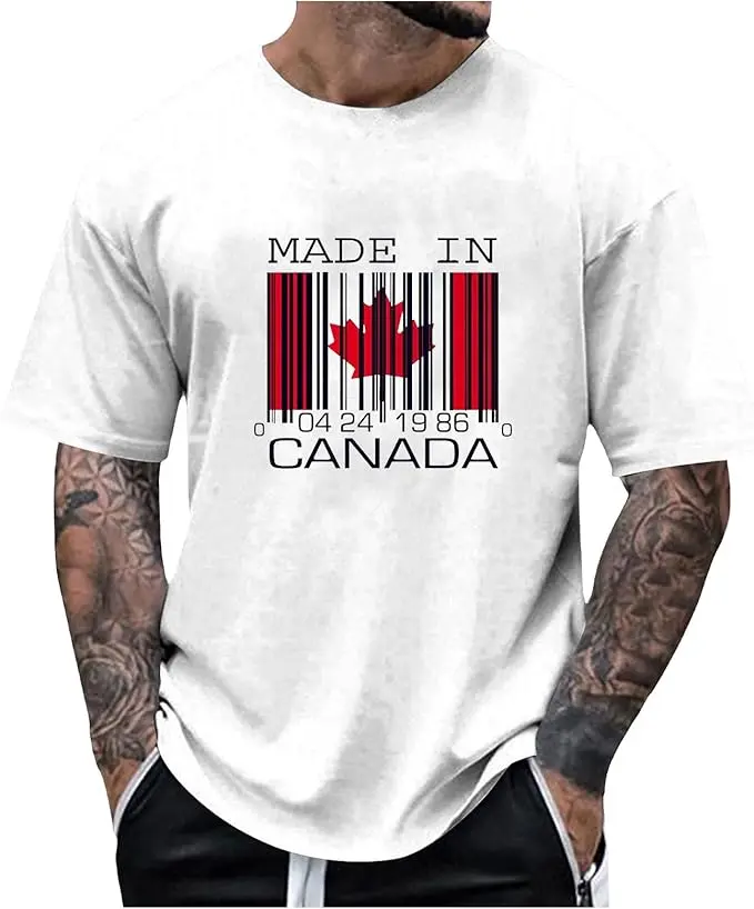 Canada T-Shirt for Men Vintage Canadian Maple Leaf Shirt Canada Flag (M)