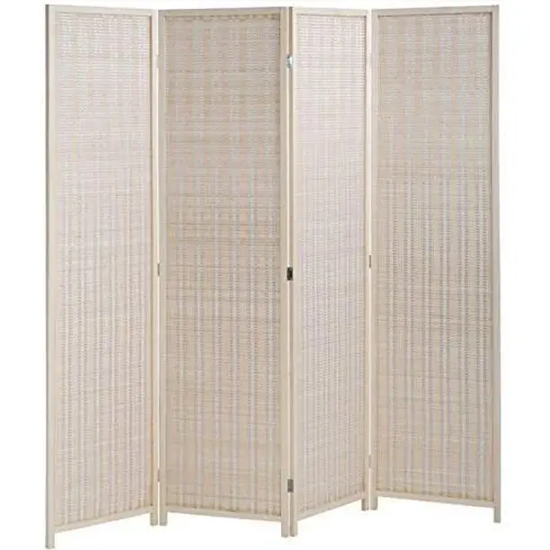 FDW Bamboo Room Divider Folding Privacy Screen 4 Panel 72 Inches High 17.7 Inches Wide Room Divider for Living Room Bedroom Study,Natural