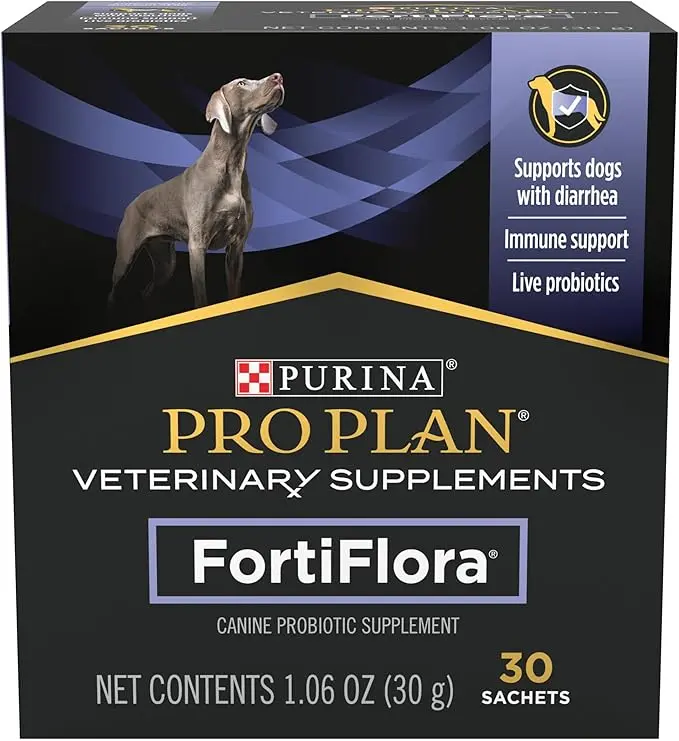 Purina Pro Plan Veterinary Supplements FortiFlora Dog Probiotic Supplement, Canine Nutritional Supplement - 30 ct. Box (BEST BY 12.2026)