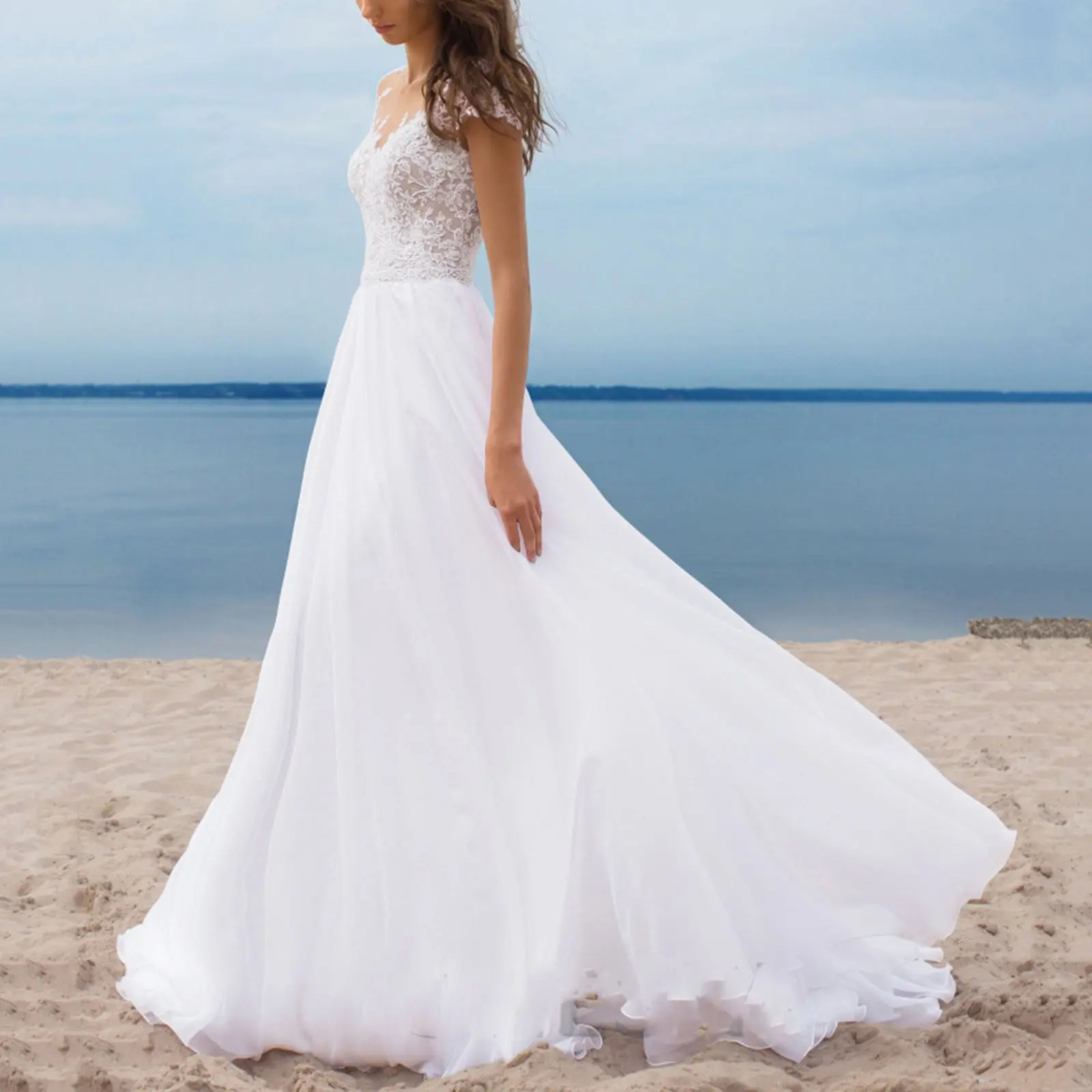 Bramtres Bridal, Evening, Maxi White Dress (XL)