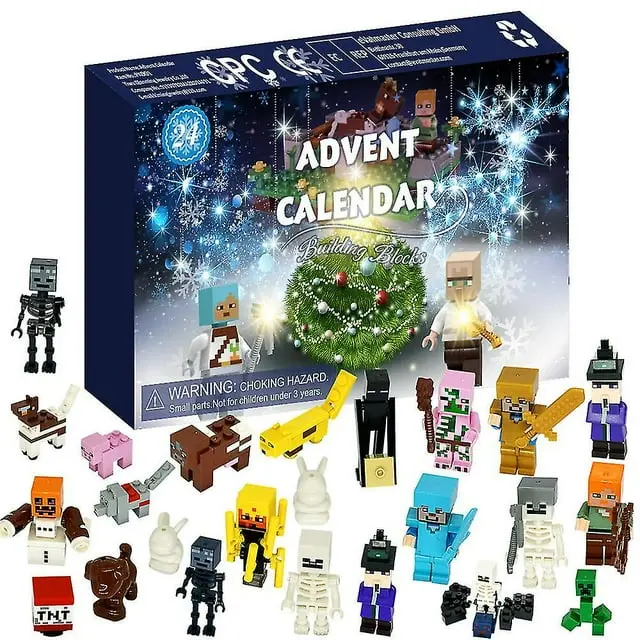Advent Calendar Building Blocks Minecraft Figures Toy Christmas 24 Days Countdown Surprise Box Gift For Fans Kids