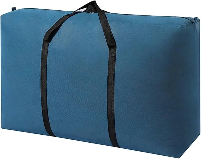Duffel Storage Bag Heavy Duty Cloth Storage Bag Organizer with Handles & Zipper (Small, Blue)