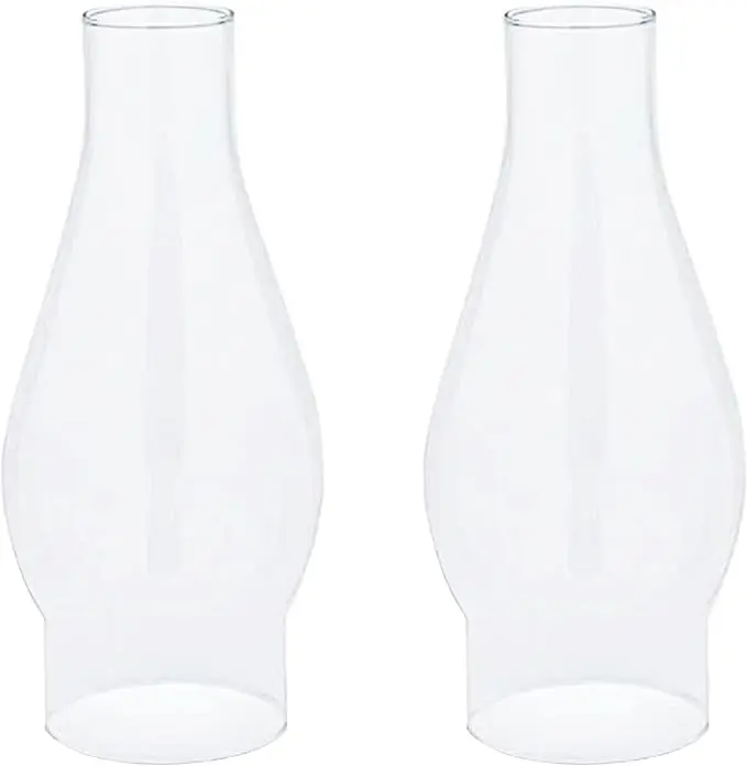 Glass Lamp Chimney - Transparent Glass Shade - Hand Blown Replacement - Prevent Flame - 6.5 inch tall, 2 inch Fitter, Pack of 2