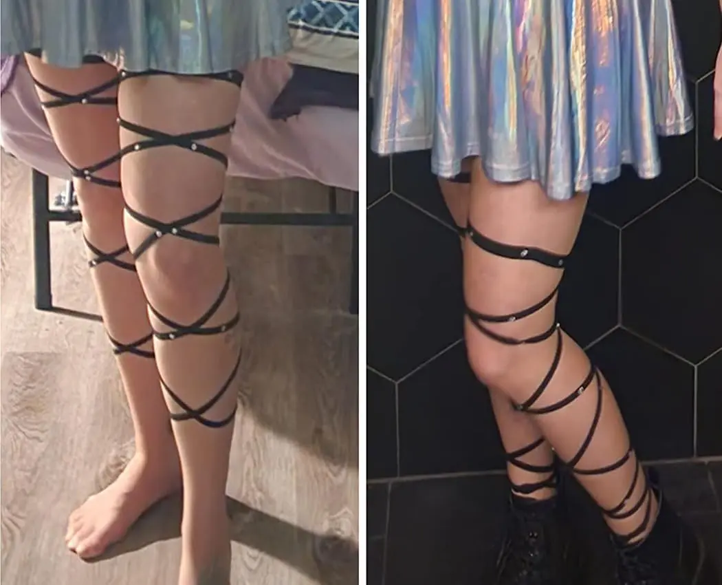 Rhinestone Crystal Black Leg Wraps