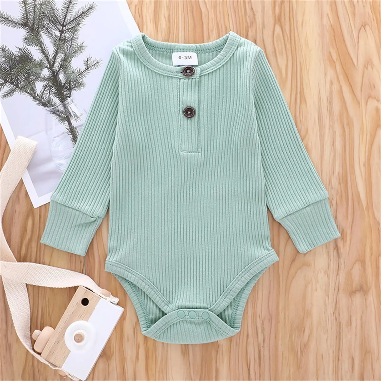 Infant Baby Teal One Piece Ribbed Soft Romper (3-6 Months)
