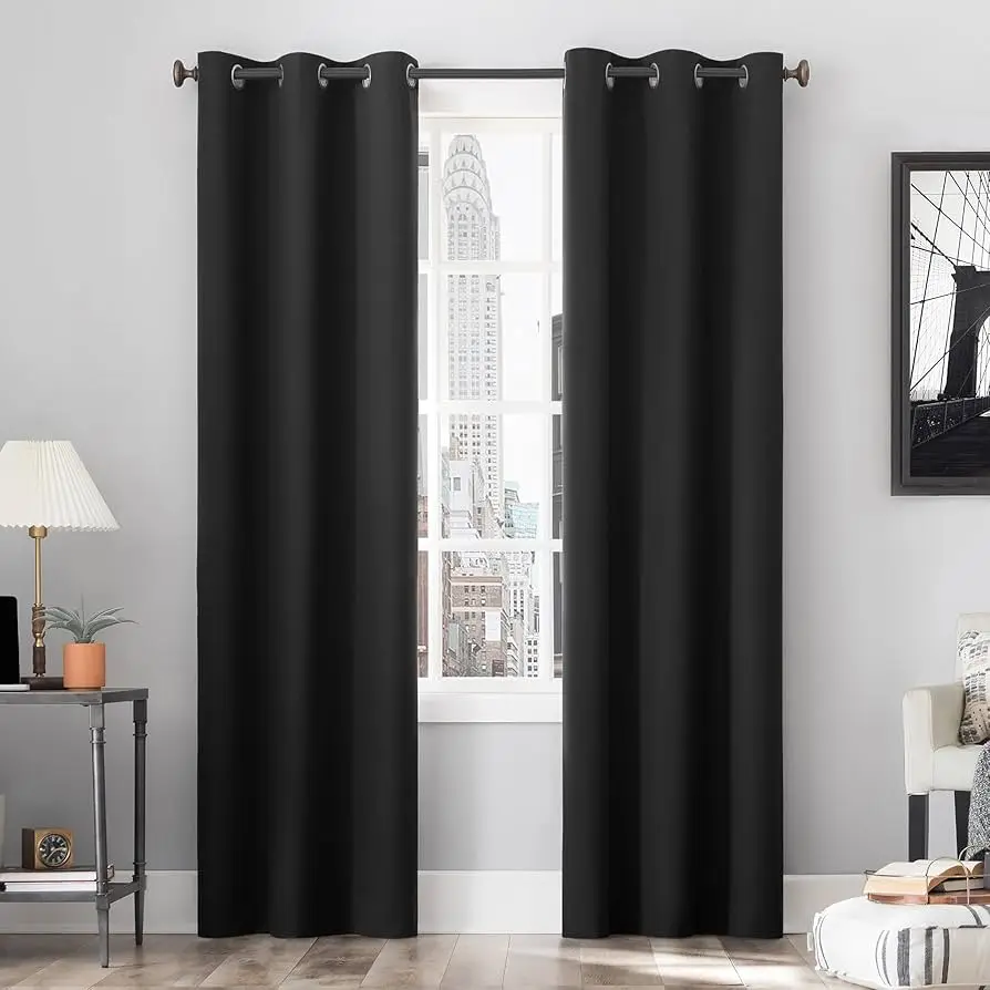 Sun Zero 100% Blackout Cyrus Thermal Grommet Curtain Panel Pair