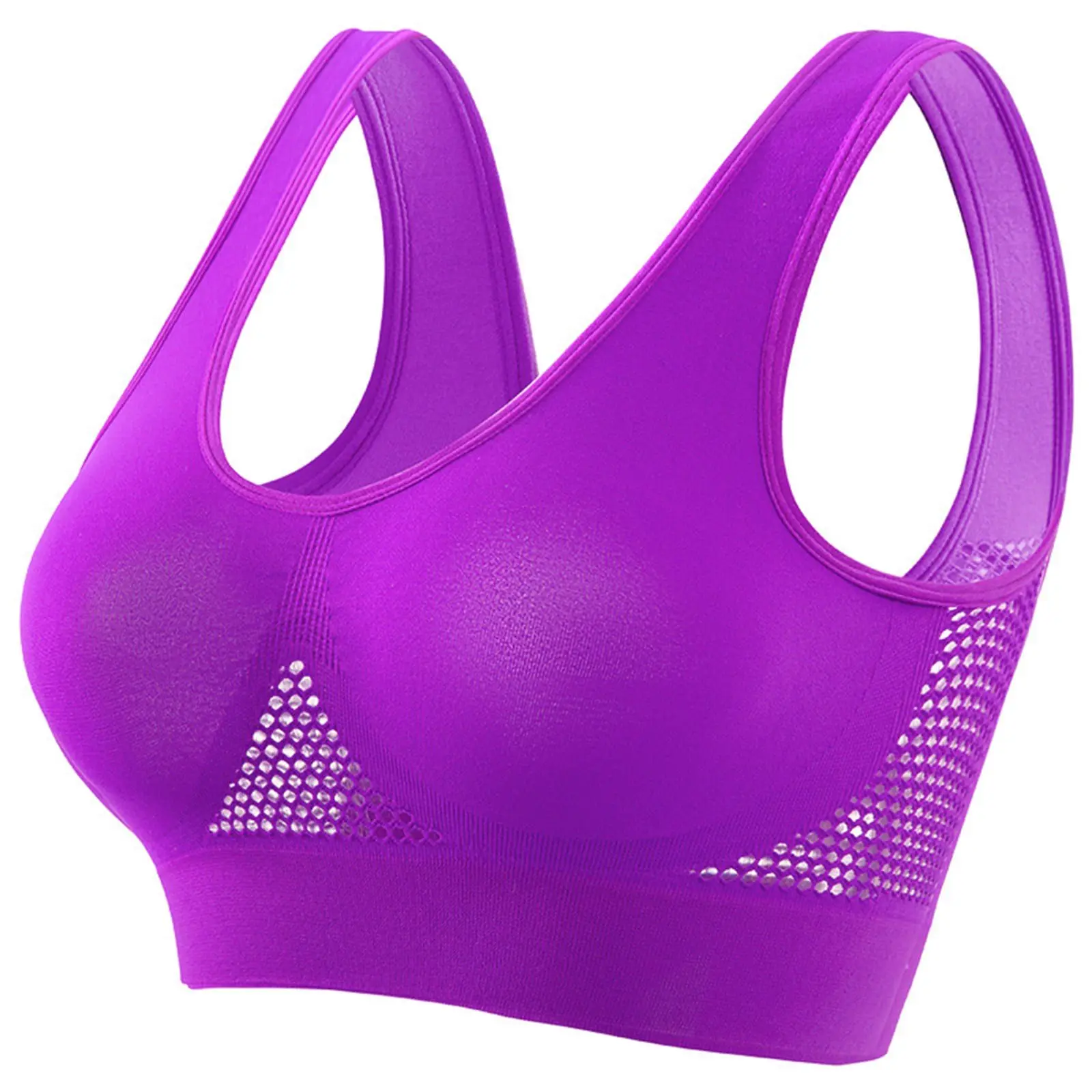 HFOLOB Womens Seamless Sports Bras Wirefree Breathable Anti-Sagging Lift-Up Mesh High Support High Impact Workout Top (5XL)