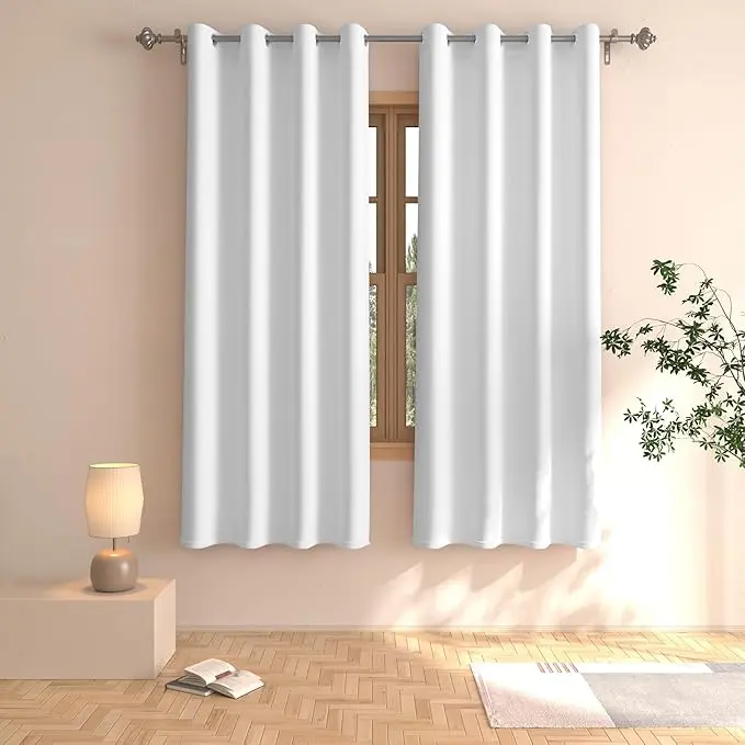 Greyish White Grommet Curtains 2 Panels (55W"x70L" each)