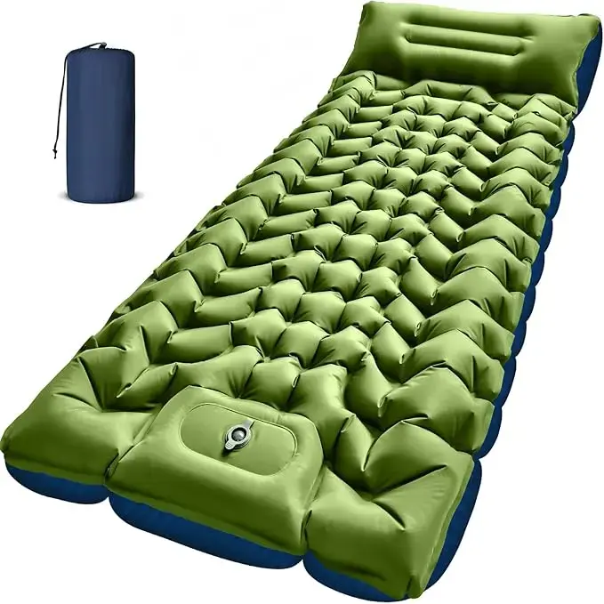 Self Inflating Sleeping Pad with Pillow Built-in Foot Pump