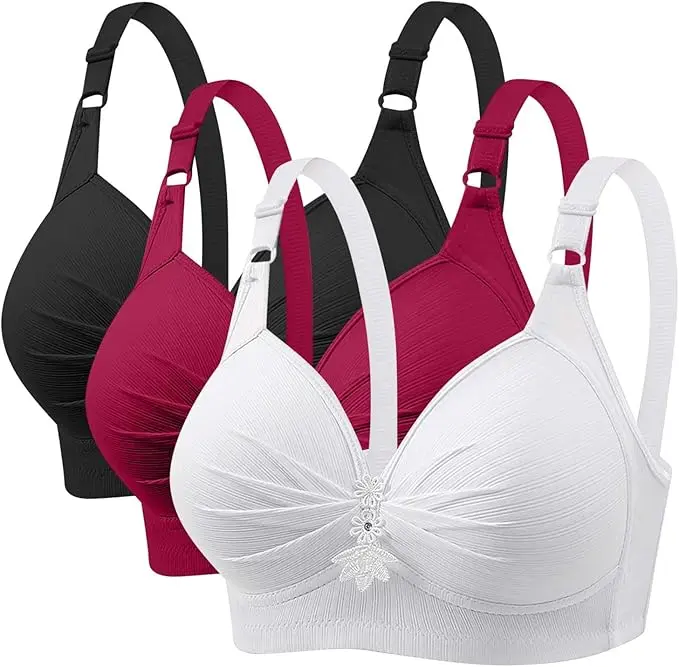 COBGIAR Women's Bra No Underwire Push up Breathable Bras Full-Coverage Wirefree 3 PACK (44/100, XL)