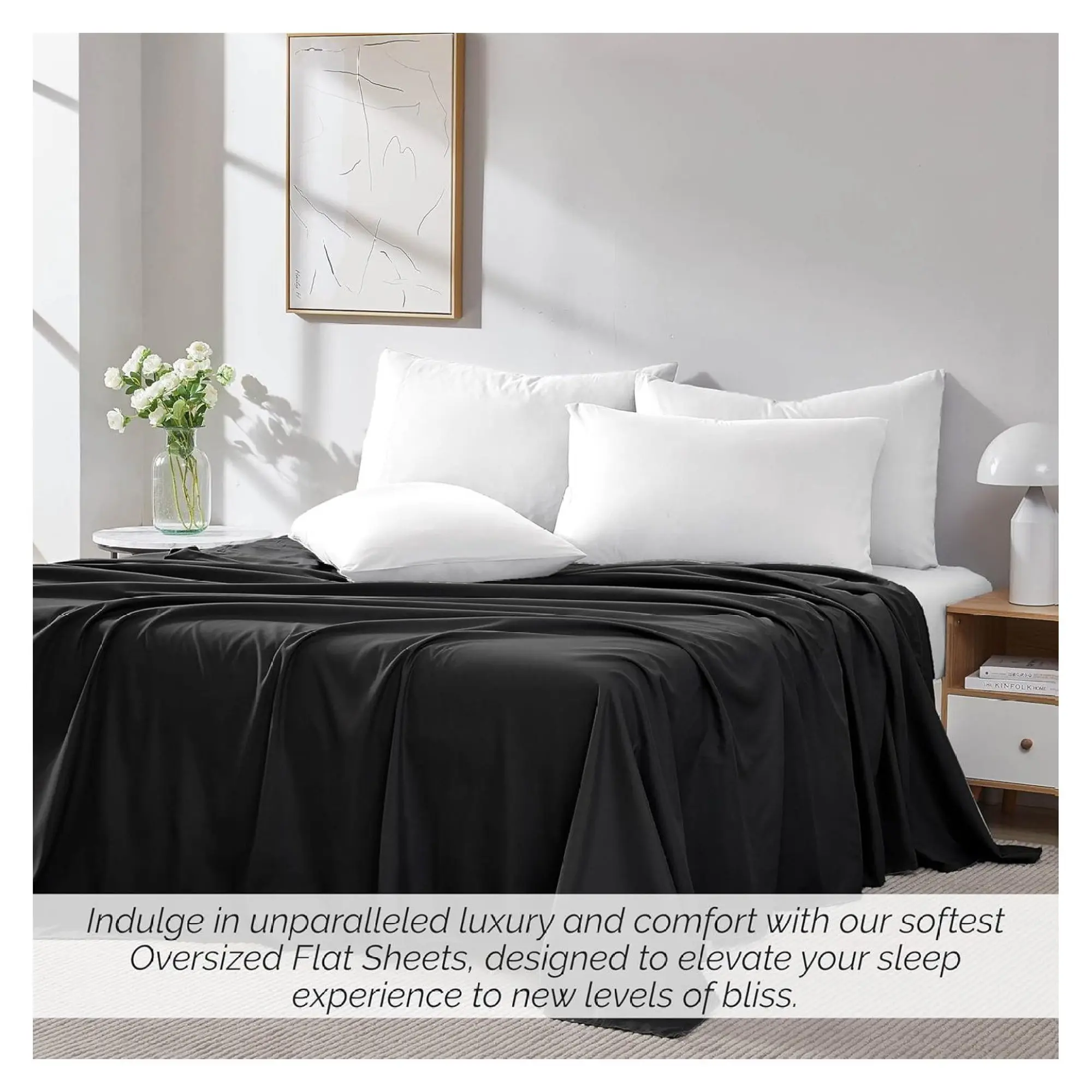 Oversized King Black Bed Sheet 140" x 118"