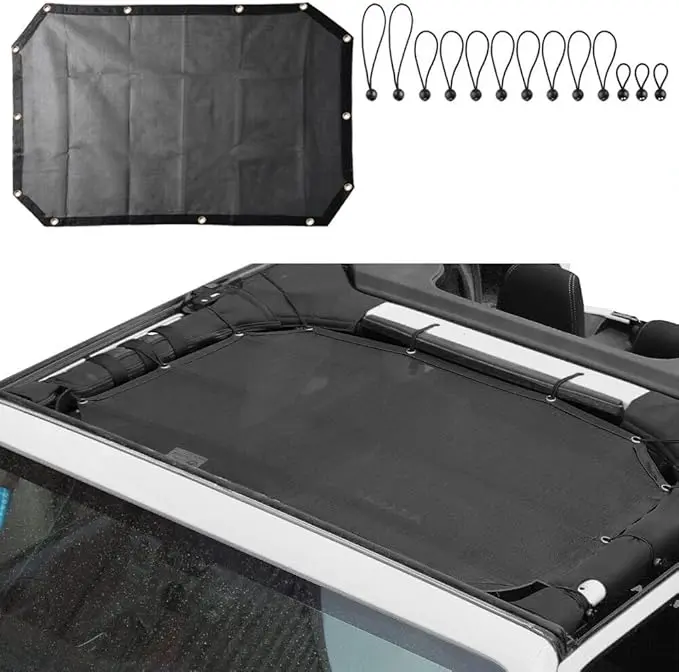 Car Roof Sun Shade Mesh Sunshade for Wrangler JK JKU 2007-2018