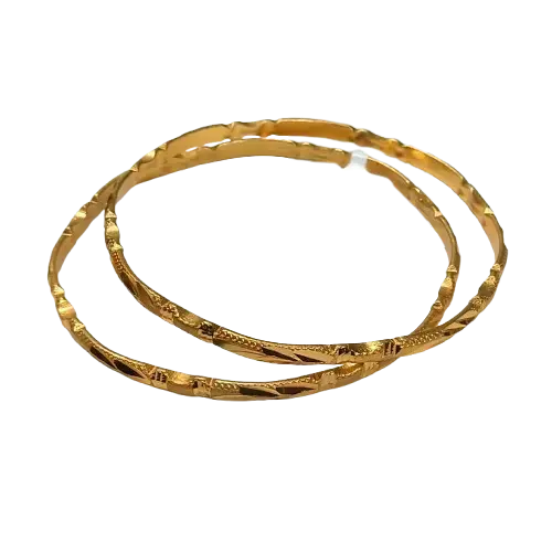 2PCS Gold-plated Bangles (Size 2.6" Width)