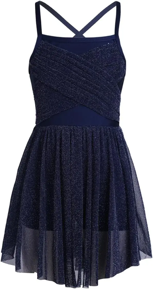 iEFiEL Girls Dress Sparkle Navy Blue (US 12, UK 11-12Y, EU 146-152cm)