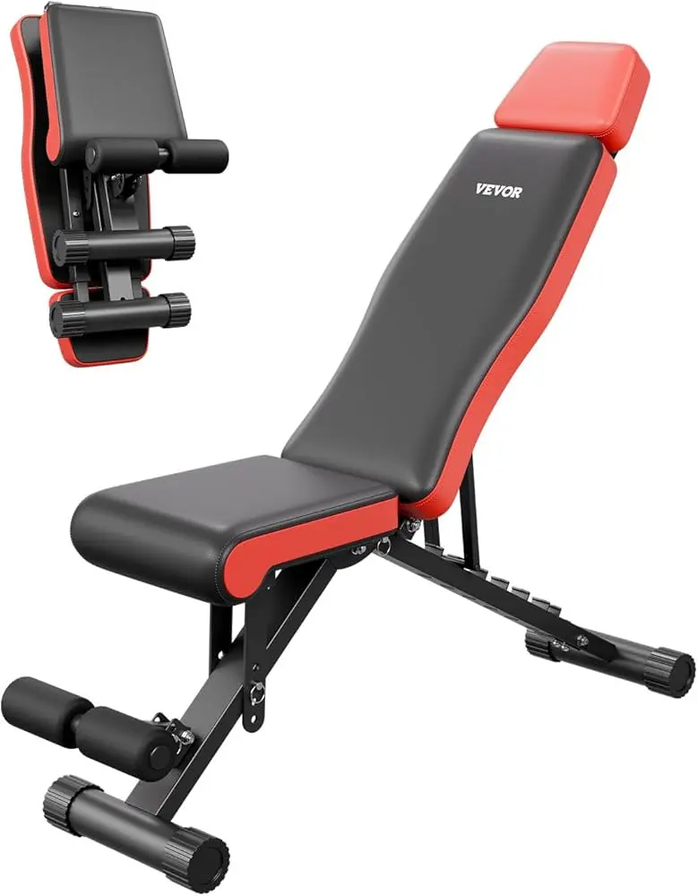 VEVOR Weight Bench, 660/800/1200lbs Heavy Duty Stable Weight Bench Press for Full Body Workout, Adjustable Exercise Sit up Bench for Home Gym Strength Training, Flat Bench with Quick Folding & Fast Adjustment