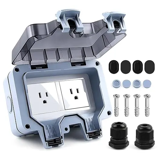 Delgada 2 Gang Waterproof Outlet With Cover