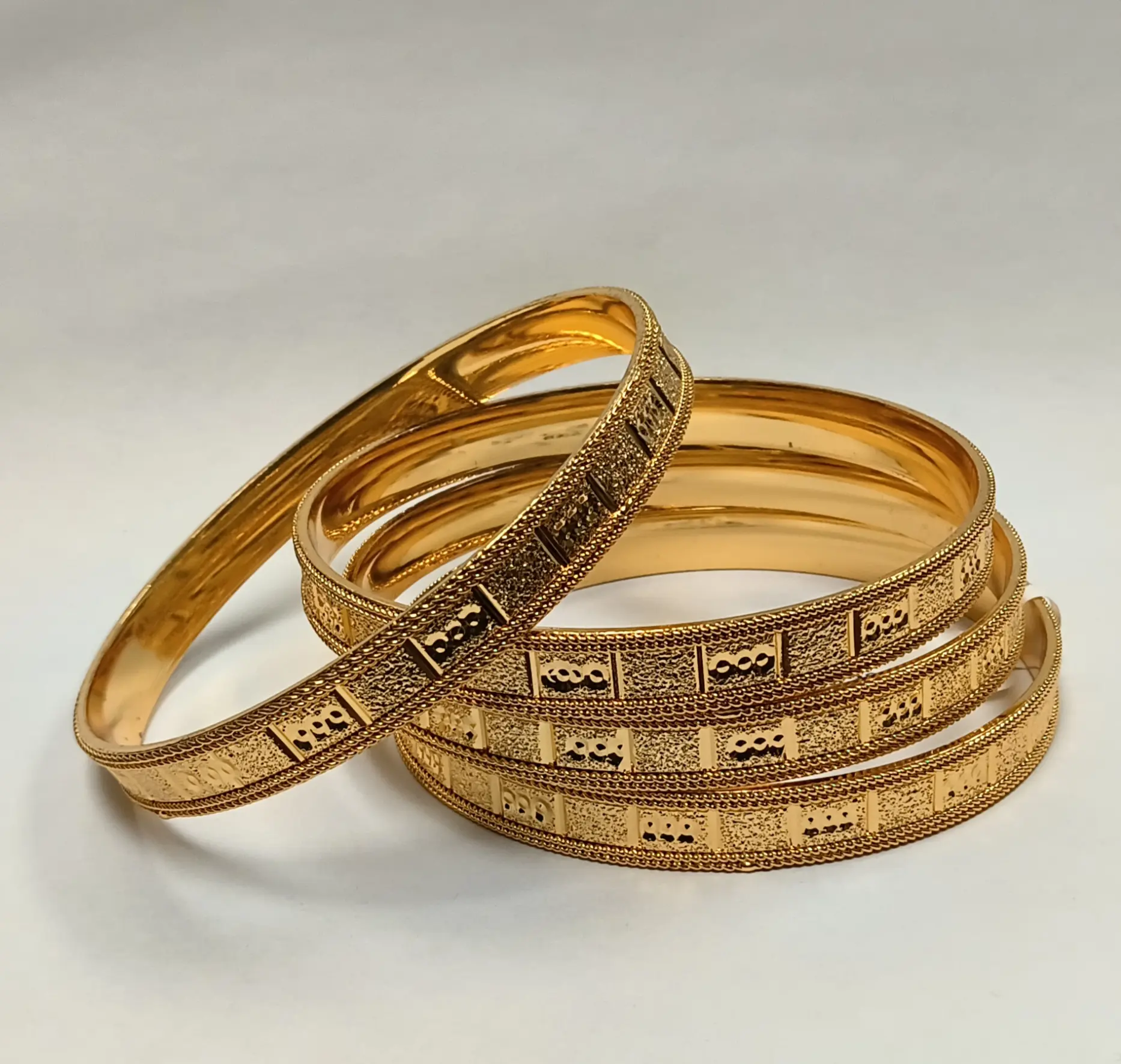 Operose 4PC Gold-Plated Bangles (Size 2.62")
