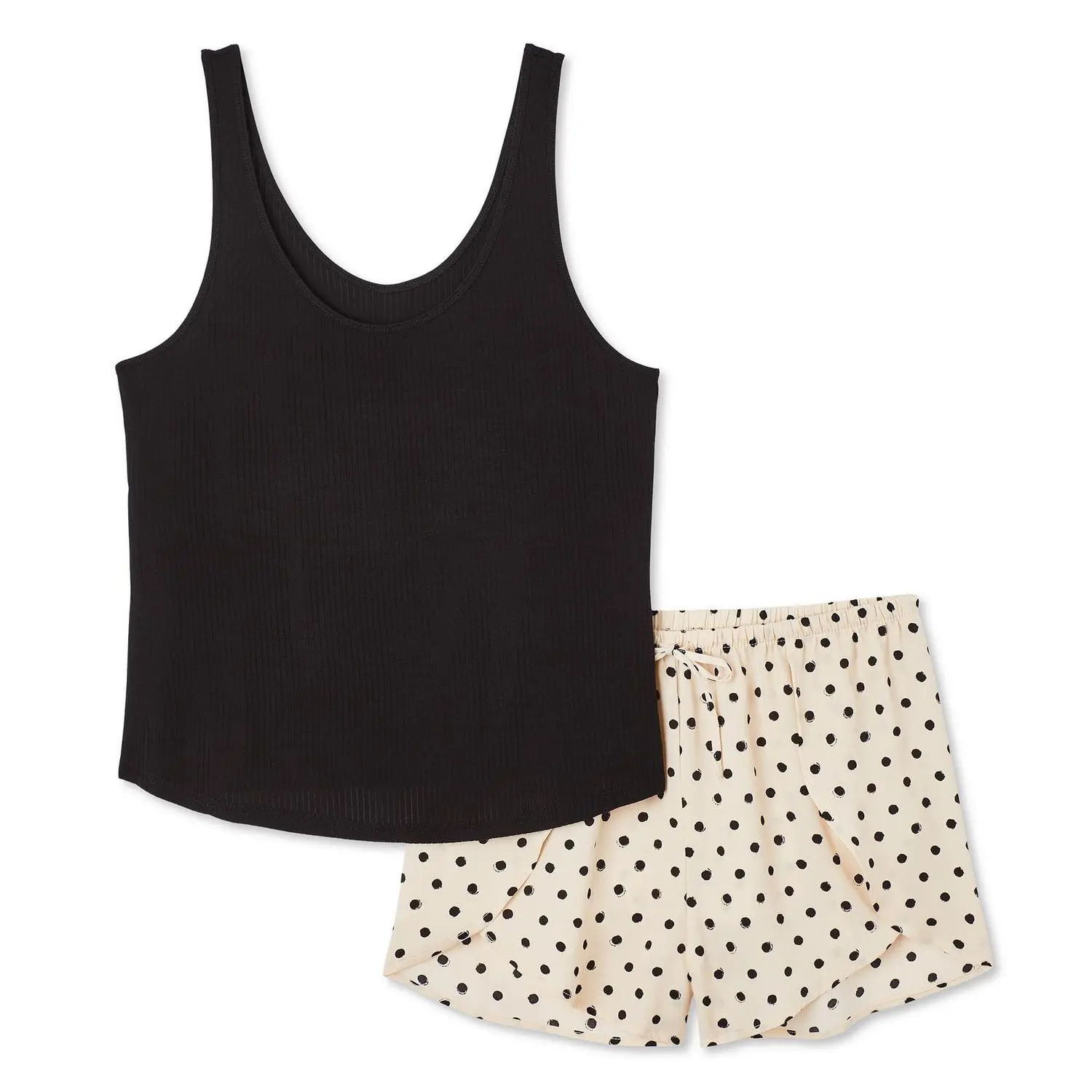 George Women's Black & Polka Dot Pajama 2-Piece Set (L/G)