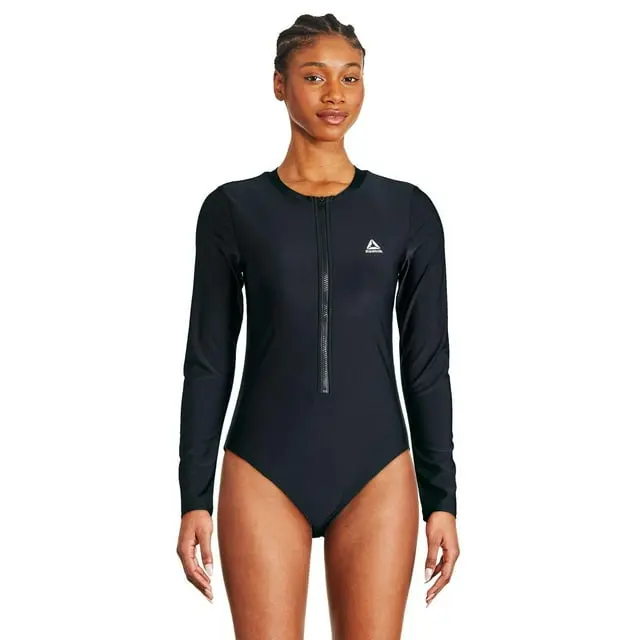 Reebok Long Sleeve Zip Up One Piece Swimsuit (L/G/G)