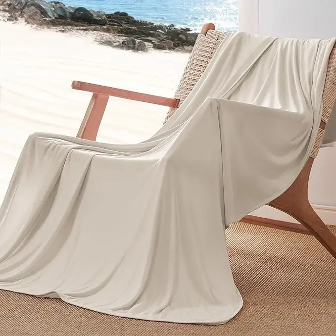 Bedsure Beige Cooling Blanket Nylon/Rayon Double Sided 50x70"
